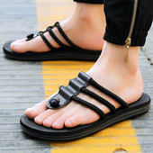 Casual ανδρικές παντόφλες σε τρία χρώματα με στοιχεία από οικολογικό δέρμα