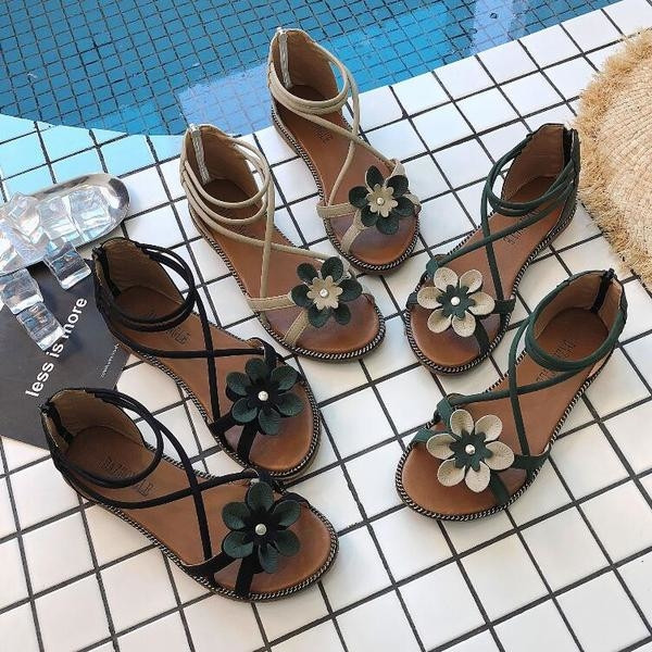 Sandale casual dama din piele ecologica cu bretele si inchidere la glezna in trei culori