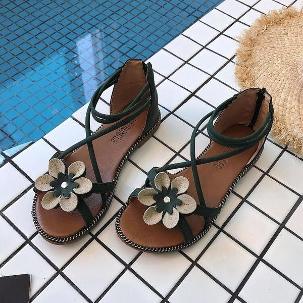 Sandale casual dama din piele ecologica cu bretele si inchidere la glezna in trei culori