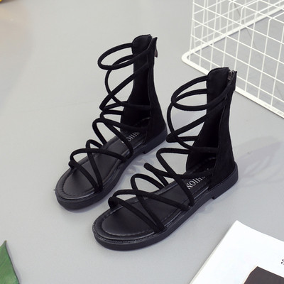 Γυναικεία σανδάλια από οικολογικό δέρμα με σταυρωτά κορδόνια σε δύο χρώματα