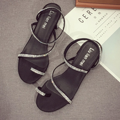 Περιστασιακά γυναικεία σανδάλια με διακόσμηση  πέτρες σε δύο χρώματα