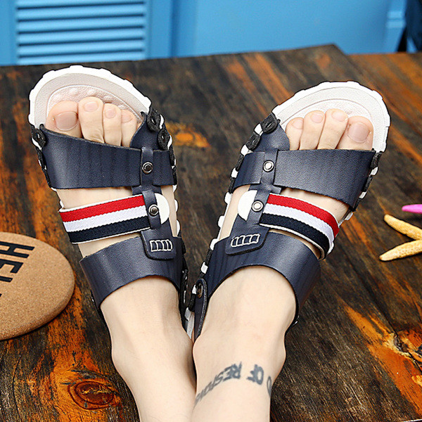 Sandale elegante pentru bărbați din piele artificială, cu nituri metalice