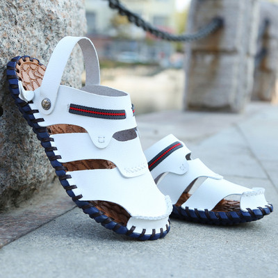 Мъжки стилни сандали от еко кожа в три цвята с външен шев