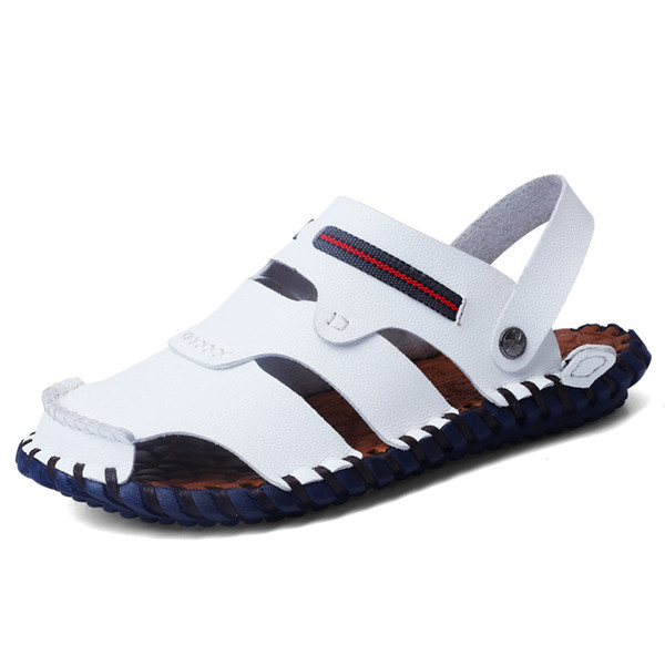 Мъжки стилни сандали от еко кожа в три цвята с външен шев