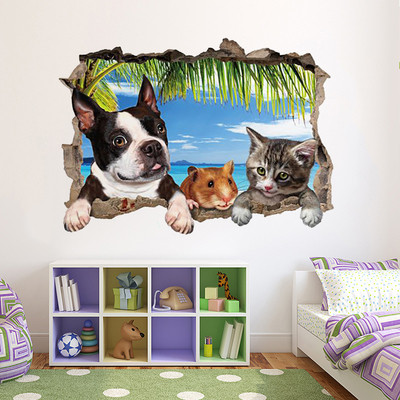 3D Wallpaper with animals suitable for a child`s room