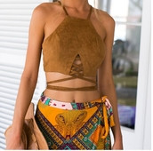 Top scurt dama cu cravate in trei culori