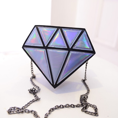 Дамска чанта във формата на диамант с дълга дръжка в различни цветове