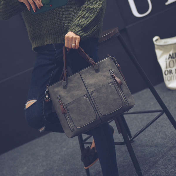 Μεγάλη γυναικεία τσάντα με μακρύ και κοντό χερούλι σε διάφορα χρώματα