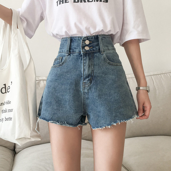 Blugi de dama scurti lati cu talie inalta