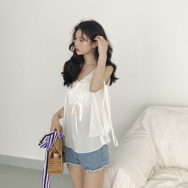 Maieu de damă cu umeri deschiși cu decolteu în V în două culori