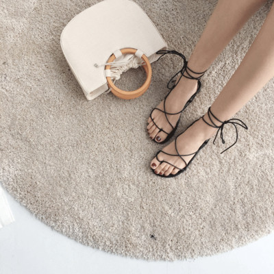 Sandale de dama cu sireturi in doua culori