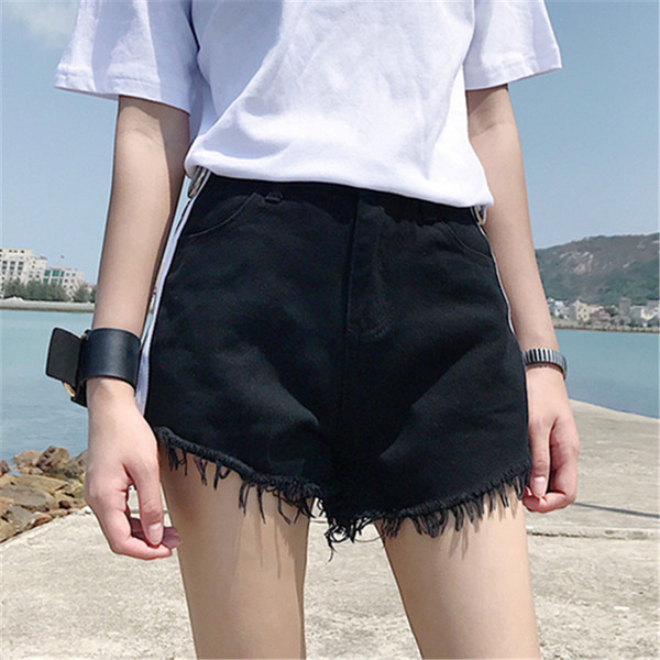 Blugi scurti moderni de dama cu bordura si decor metalic in doua culori