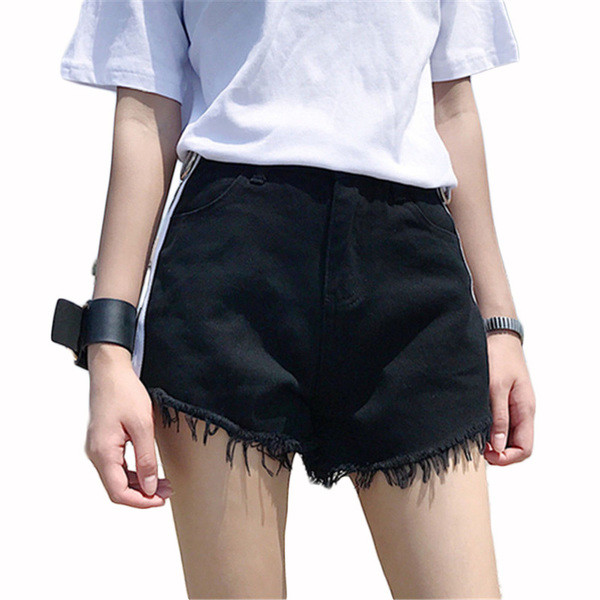 Blugi scurti moderni de dama cu bordura si decor metalic in doua culori