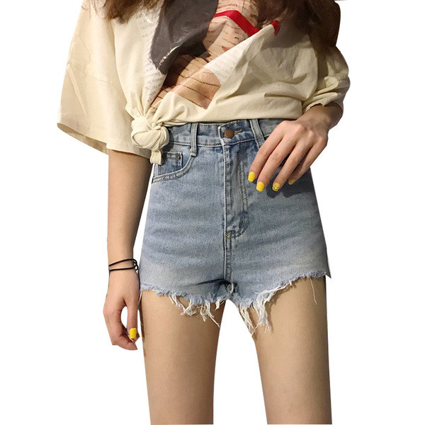 Blugi scurti cu talie inalta model Slim