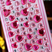 Autocolante copii 3D pietre decorative Inimi