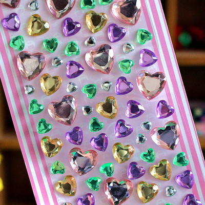 Autocolante copii 3D pietre decorative Inimi