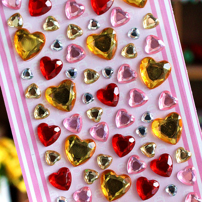 Autocolante copii 3D pietre decorative Inimi