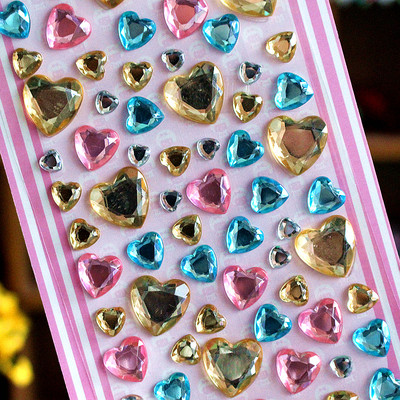 Autocolante copii 3D pietre decorative Inimi