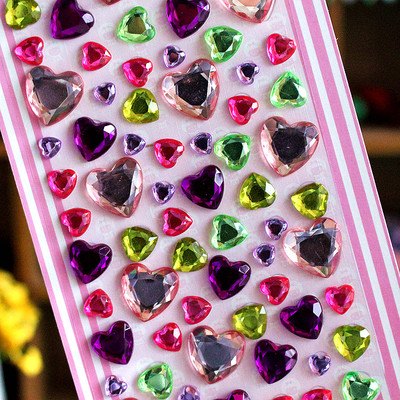 Autocolante copii 3D pietre decorative Inimi