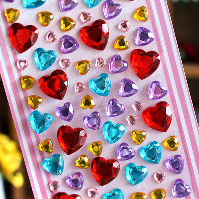 Autocolante copii 3D pietre decorative Inimi