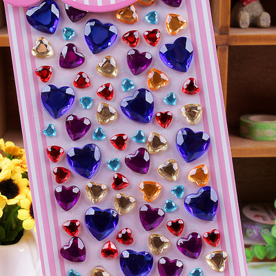 Autocolante copii 3D pietre decorative Inimi