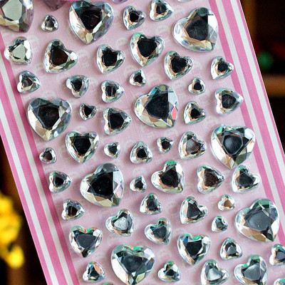 Autocolante copii 3D pietre decorative Inimi