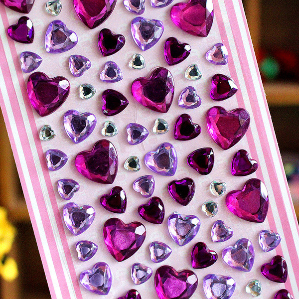 Autocolante copii 3D pietre decorative Inimi