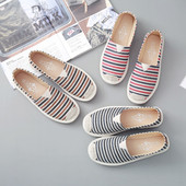 Mocasini de dama cu dungi in trei culori