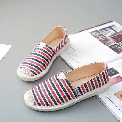 Mocasini de dama cu dungi in trei culori