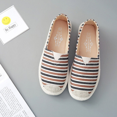 Mocasini de dama cu dungi in trei culori