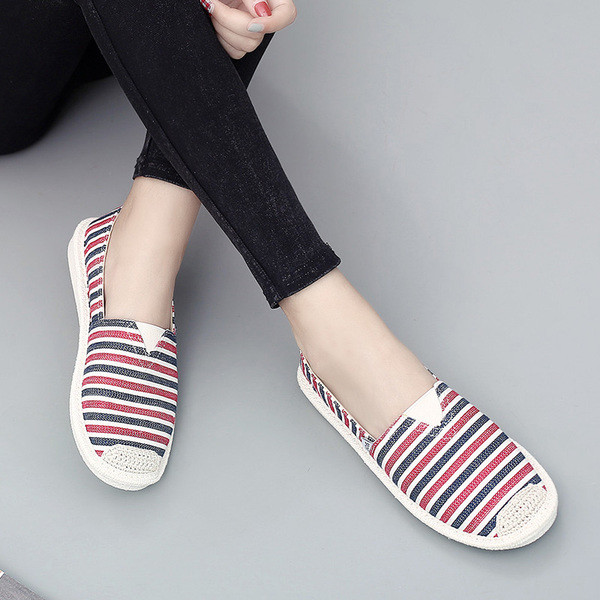 Mocasini de dama cu dungi in trei culori