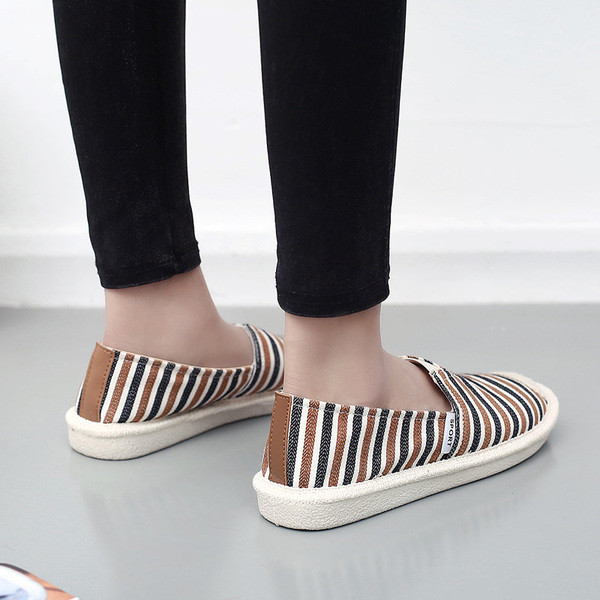 Mocasini de dama cu dungi in trei culori