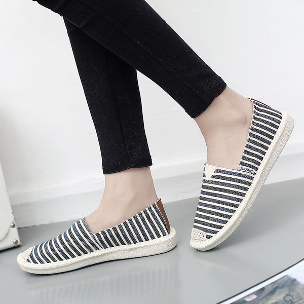 Mocasini de dama cu dungi in trei culori