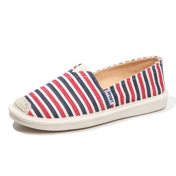 Mocasini de dama cu dungi in trei culori