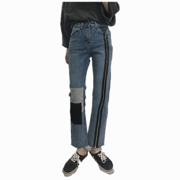 Blugi moderni de dama cu fermoar si petice