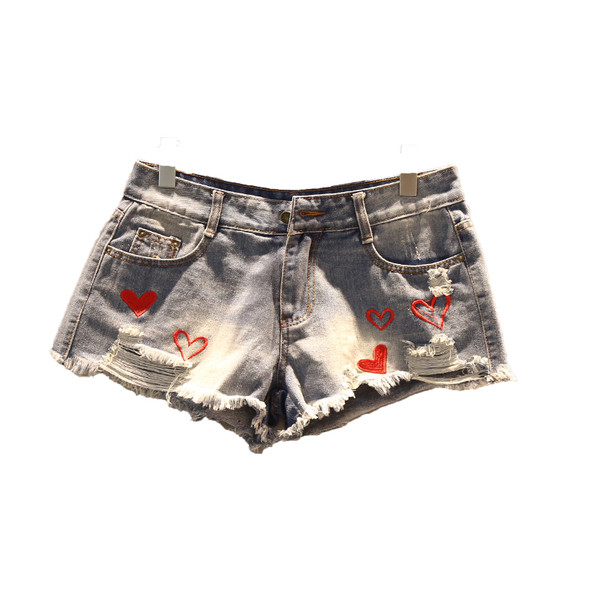 Blugi scurti de dama cu broderie model Slim