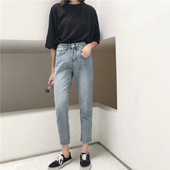 Casual γυναικεία τζιν με ψηλή μέση