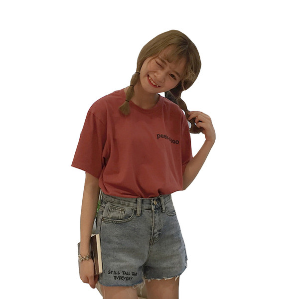 Blugi scurti de dama cu talie inalta si inscriptionare