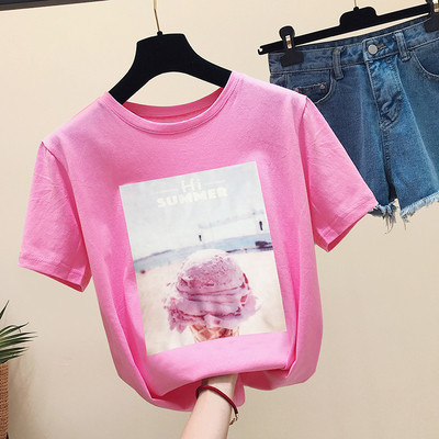 Tricou dama cu aplicare de diferite culori