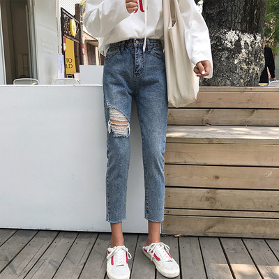 Γυναικεία τζιν με ψηλή μέση - μοντέλο Slim