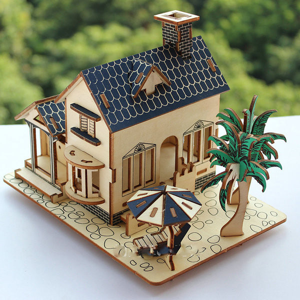 3D fa puzzle ház