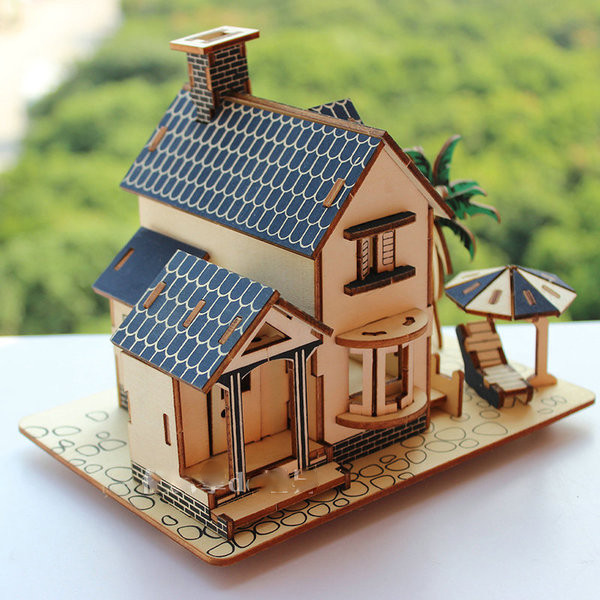 3D fa puzzle ház
