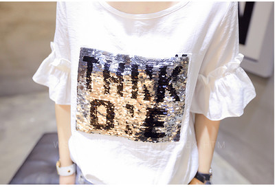 Tricou de damă cu mâneci largi și paiete