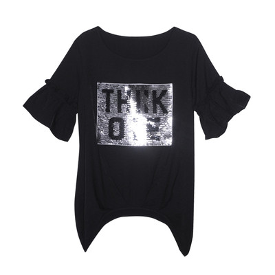 Tricou de damă cu mâneci largi și paiete