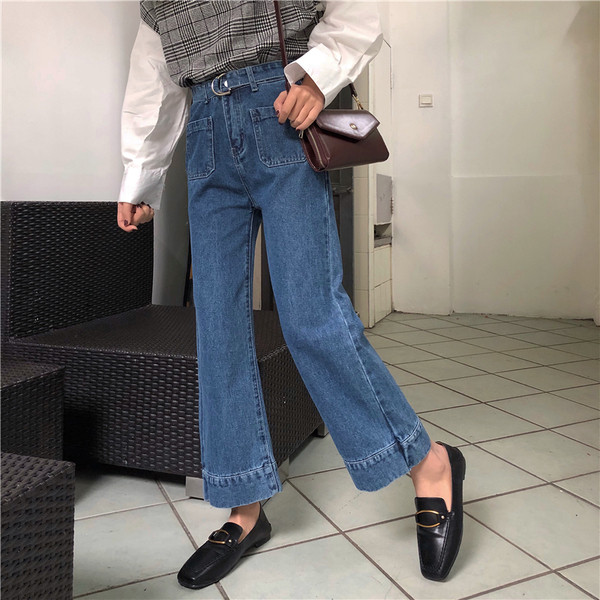 Blugi de dama cu model cu talie inalta