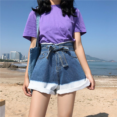 Blugi scurti de dama cu model cu talie inalta