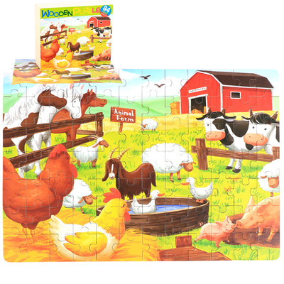 Пъзел от дърво за деца с 84 части