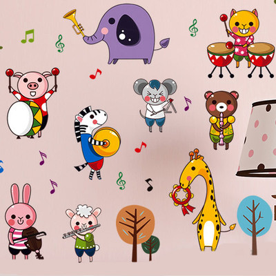 Children`s stickers with musical animals