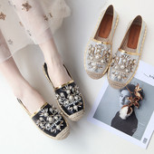 Mocasini de dama cu pietre in doua culori