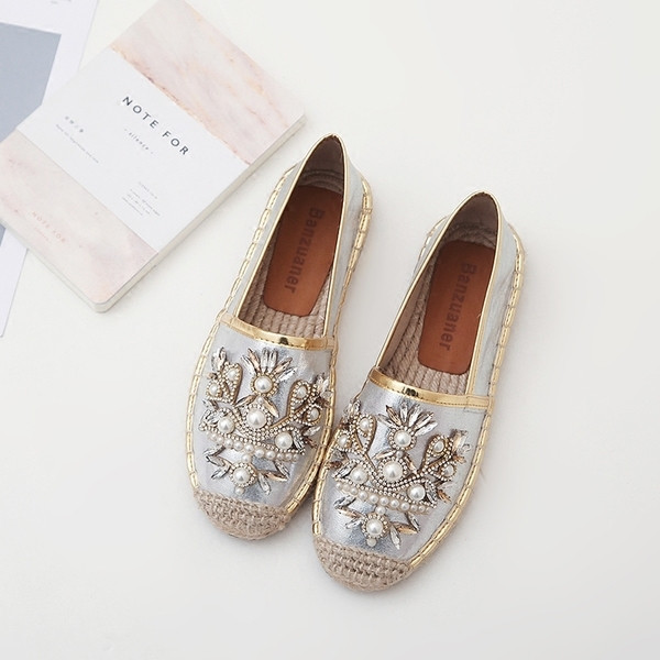 Mocasini de dama cu pietre in doua culori